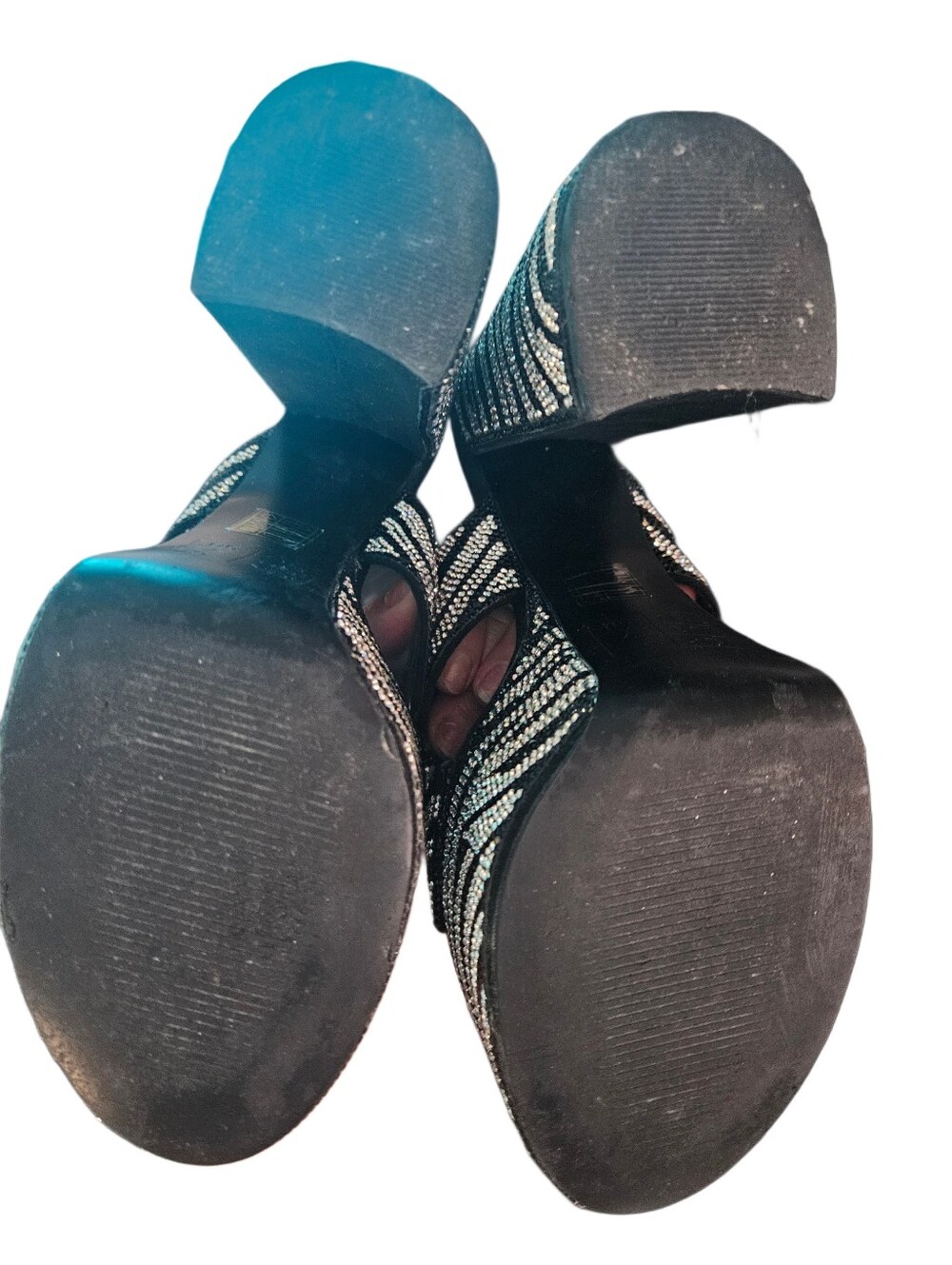 London Rag Rhinestone Zebra Platform Mules 7 - Picture 6 of 11